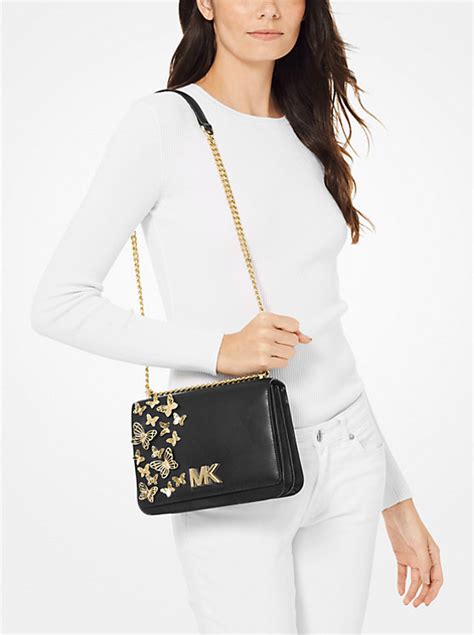 michael michael kors mott large embellished leather crossbody|Michael Kors leather crossbody handbags.